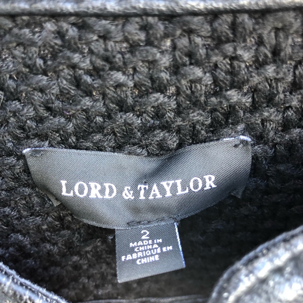NWOT Lord & Taylor Black Textured Faux Leather Moto Jacket - Picture 4 of 9
